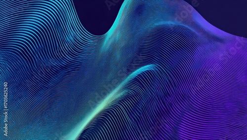 Abstract wavy lines of vibrant teal and purple