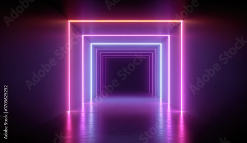 Wallpaper Mural Neon-lit corridor with vibrant colors Torontodigital.ca