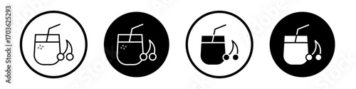 Fresh smoothie icon collection in black and white filled and outlined style for web.