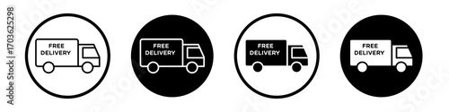 Free delivery icon collection in black and white filled and outlined style for web.