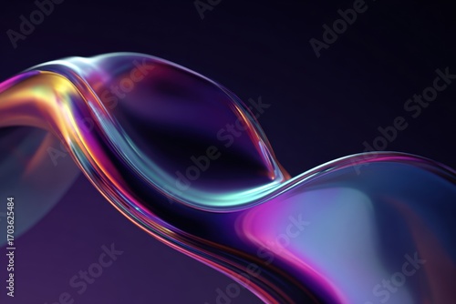 Abstract swirling iridescent form