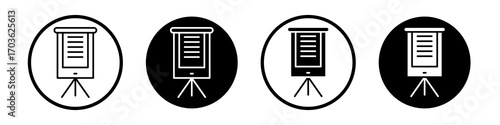 Flip chart icon collection in black and white filled and outlined style for web.