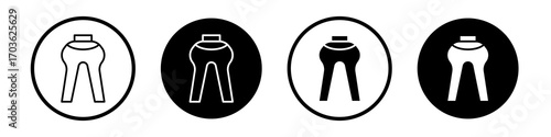 Flare pants icon collection in black and white filled and outlined style for web.
