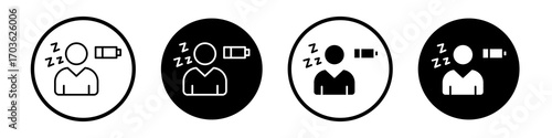 Fatigue icon collection in black and white filled and outlined style for web.
