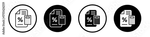 Estimate icon collection in black and white filled and outlined style for web.