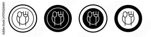Eatery icon collection in black and white filled and outlined style for web.