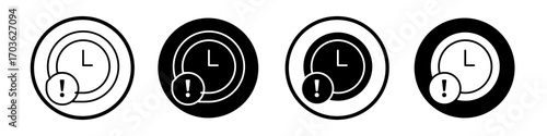 Delay icon collection in black and white filled and outlined style for web.