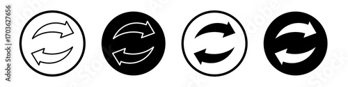 Converter icon collection in black and white filled and outlined style for web.