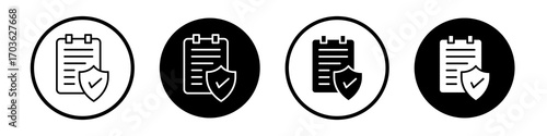 Contract coverage icon collection in black and white filled and outlined style for web.