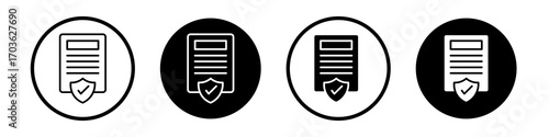 Contract Coverage icon collection in black and white filled and outlined style for web.