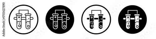 Communicating vessels icon collection in black and white filled and outlined style for web.