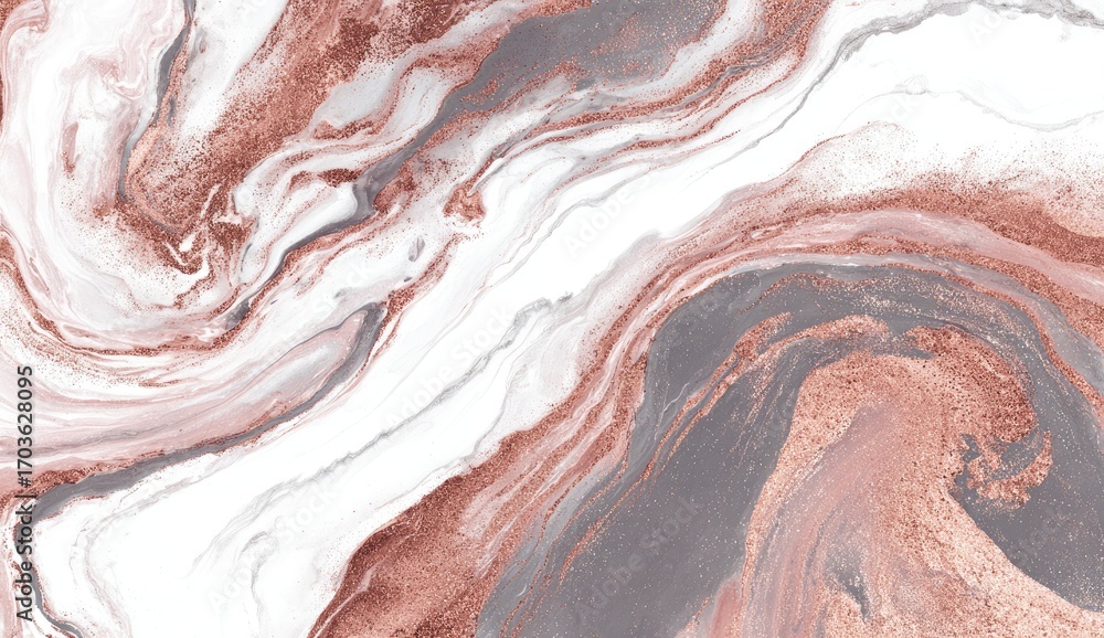Obraz premium Abstract marbled design in rose gold, grey, and white