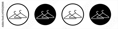 Clothes hanger icon collection in black and white filled and outlined style for web.