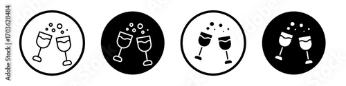 Cheers icon collection in black and white filled and outlined style for web.