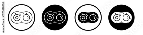 Cell division icon collection in black and white filled and outlined style for web.