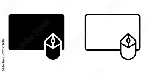 Mouse pad icon set on white background, vector ilustration