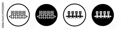 Car crankshaft icon collection in black and white filled and outlined style for web.