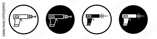 Blaster icon collection in black and white filled and outlined style for web.
