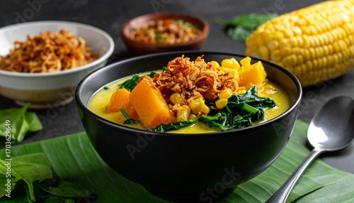 Tinutuan Manado Vegetable Porridge. Traditional Indonesian Food