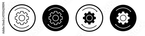 Automation icon collection in black and white filled and outlined style for web.