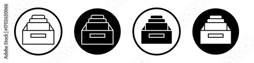 Archives icon collection in black and white filled and outlined style for web.