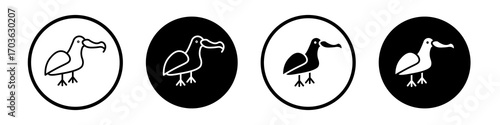Albatross icon collection in black and white filled and outlined style for web.