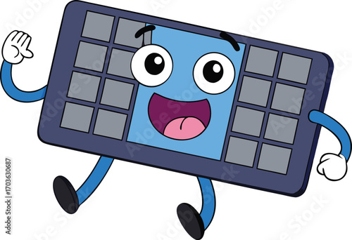 Excited cartoon keyboard character with spacebar yawning in funny digital humor style for online content vector