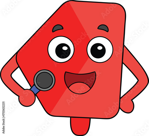 Funny red popsicle character singing karaoke with microphone joyful cartoon fun entertainment concept vector