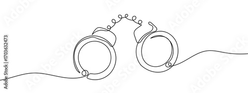 Continuous vector line of handcuffs, stroke editable.