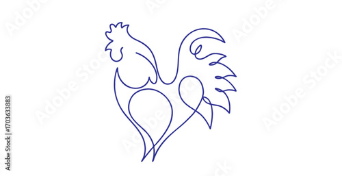 Blue line art rooster