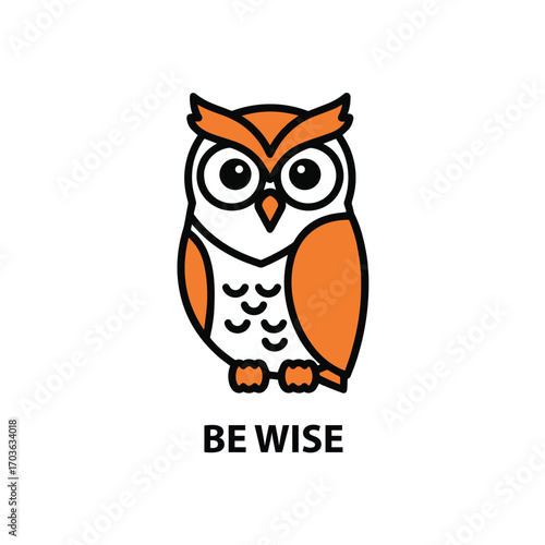 Vector art of be wise owl illustration, vector design