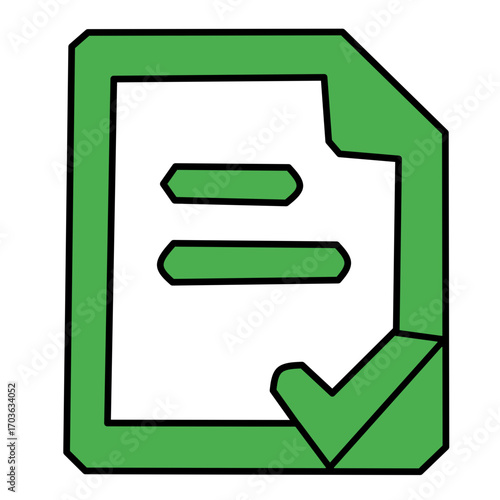 Green Checklist Document Icon - Approved File Symbol