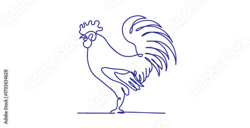 Blue line art rooster