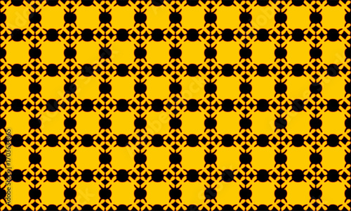 Thai golden  Jasmine flower pattern star diamond, yellow plaid fabric texture, yellow and black diamond checkerboard repeat pattern, replete image, design for fabric printing