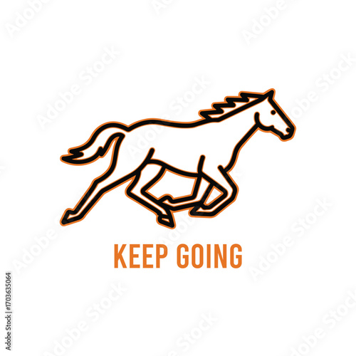 Vector art of running horse, keep going concept