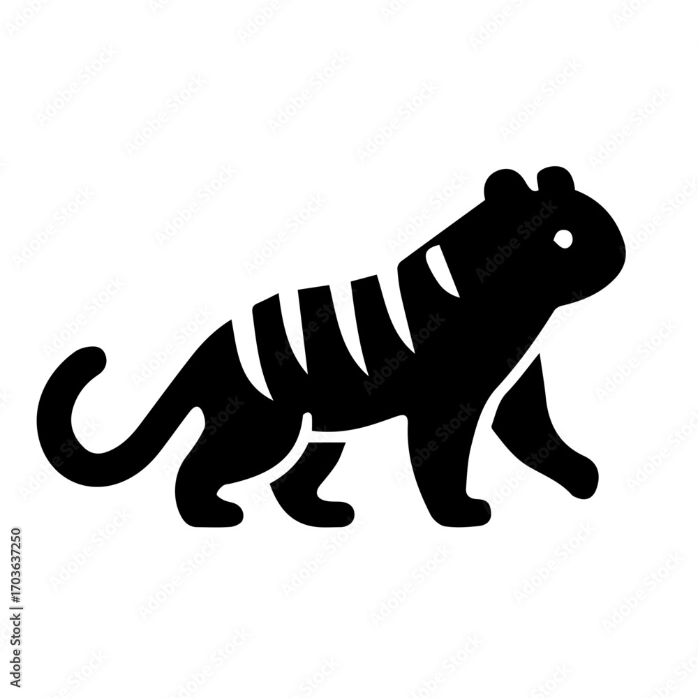 Fototapeta premium Tiger Silhouette Icon – Minimal Black Animal Vector
