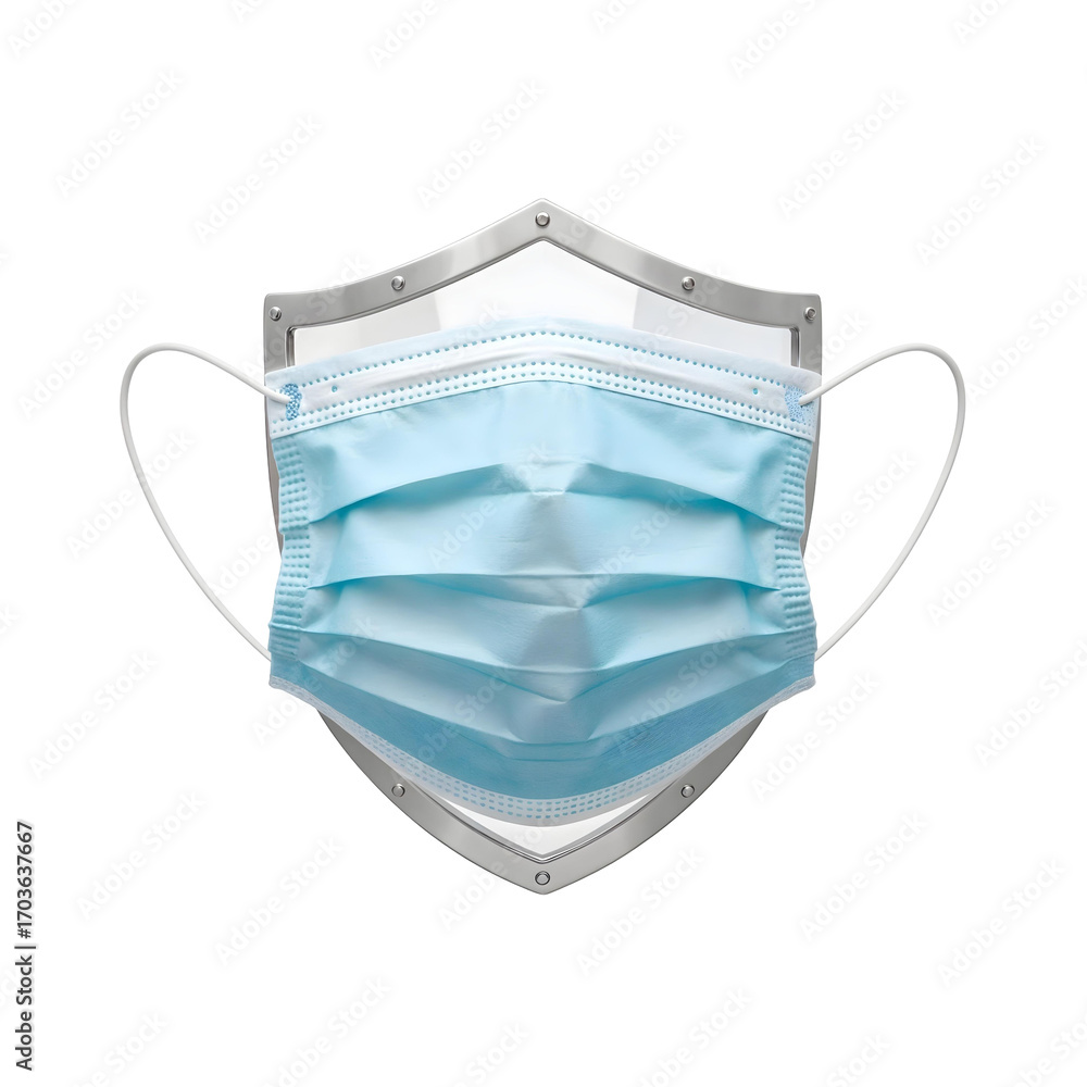 custom made wallpaper toronto digitalSymbolic protection — medical mask and shield isolated on white background, PNG