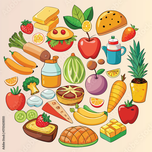 Food vector, Food design, Food concept, Food post, Food cartoon, Food icon, Food template, Food art, Food topics, Food doodle