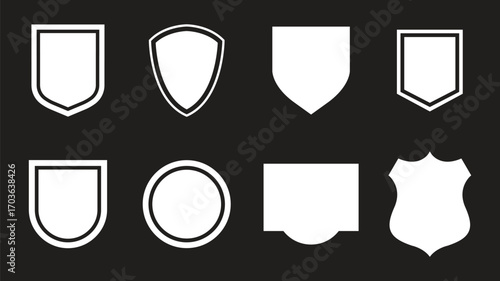Mid-century Retro Badge Designs shield icons, set of badge icons, set of shields