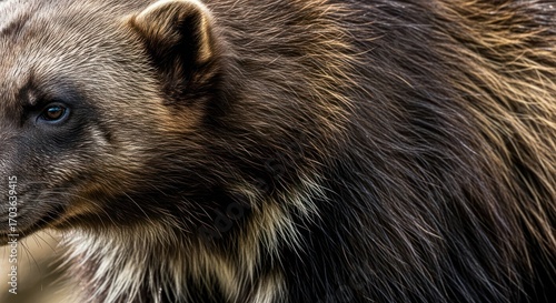 Wallpaper Mural Close-up portrait of a wolverine with detailed fur and eye Torontodigital.ca