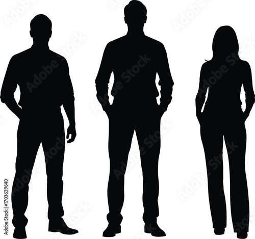 Wallpaper Mural Business people silhouettes standing – confident professional team, casual office attire, diverse group, corporate teamwork, leadership posture, vector illustration Torontodigital.ca