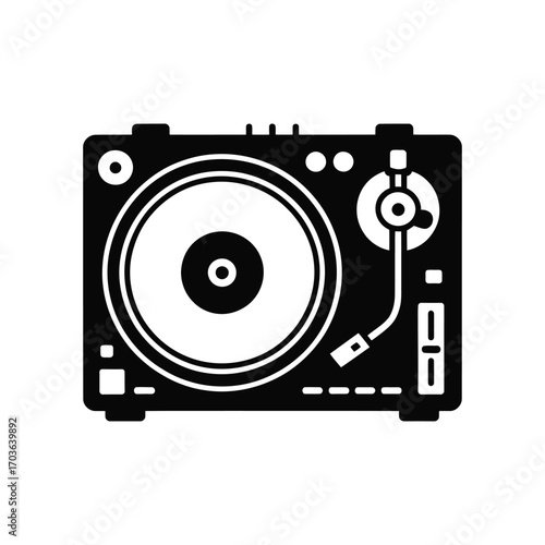 Vintage turntable dj record player icon for music and audio enthusiasts