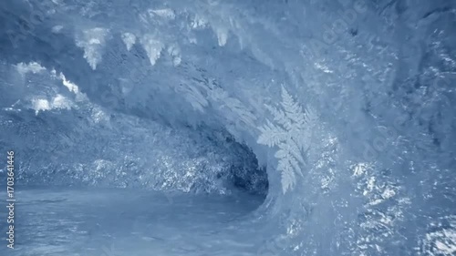 Wallpaper Mural Intricate ice formations resembling frozen leaves within a curving icy structure. Torontodigital.ca