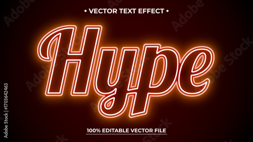 Glowing Hype Text Effect with Editable Vector File on Dark Gradient Background