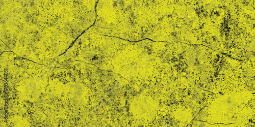 Abstract yellow grunge texture featuring cracks and speckled surface design for backgrounds or decorative elements