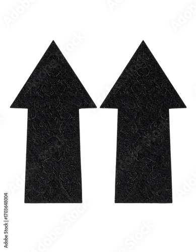 Two dark gray/black upward pointing arrows