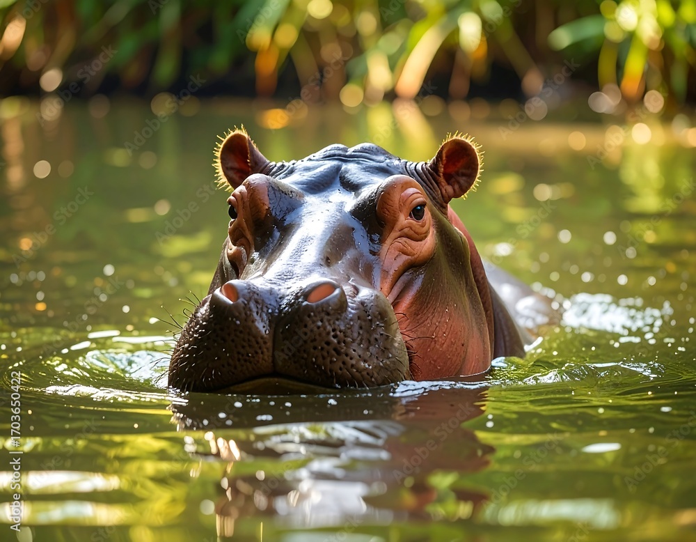 Fototapeta premium Close-up of hippopotamus in water
