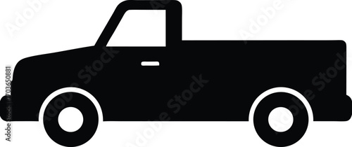 Pickup Truck Silhouette vector illustration on white background.