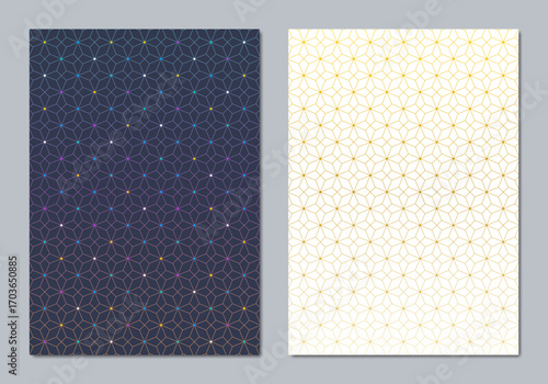 Abstract covers and brochures with geometric backgrounds of polygon shape patterns