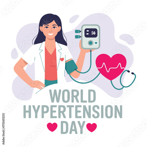 World hypertension day healthcare professional measuring blood pressure